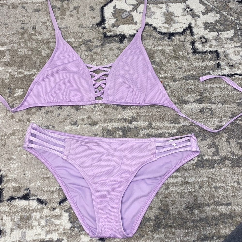 Shade and shore target lavender strap bikini NWOT size sm top, medium bottom